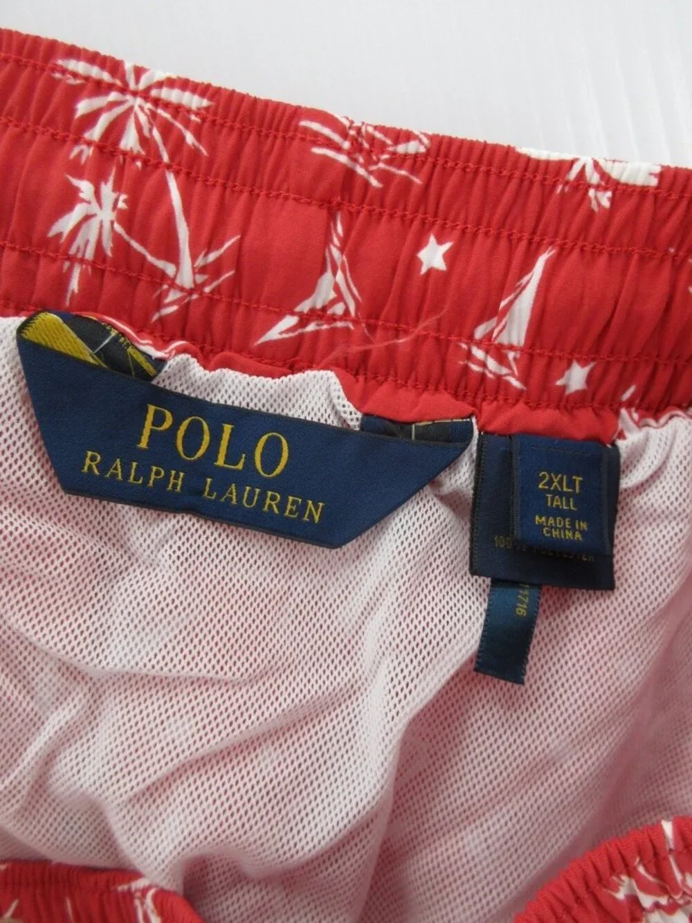 Polo Ralph Lauren Swim Trunks XXL Tall Native Palm Tree Sailboat AOP